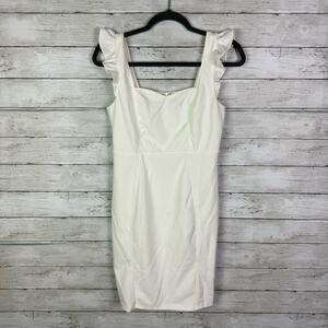 Lulus Miriam White Ruffled Bodycon Dress Size Medium
